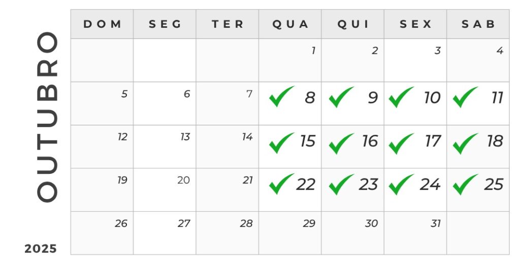 Calendário trinamento tri norma outubro 2025